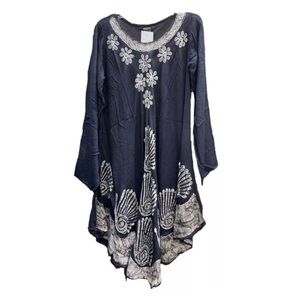 Floral Flowy Long Sleeve Tunic - Porcelain